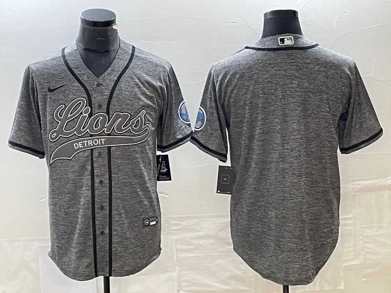 Men%27s Detroit Lions Blank Grey Gridiron With Patch Cool Base Baseball Limited Jersey->green bay packers->NFL Jersey